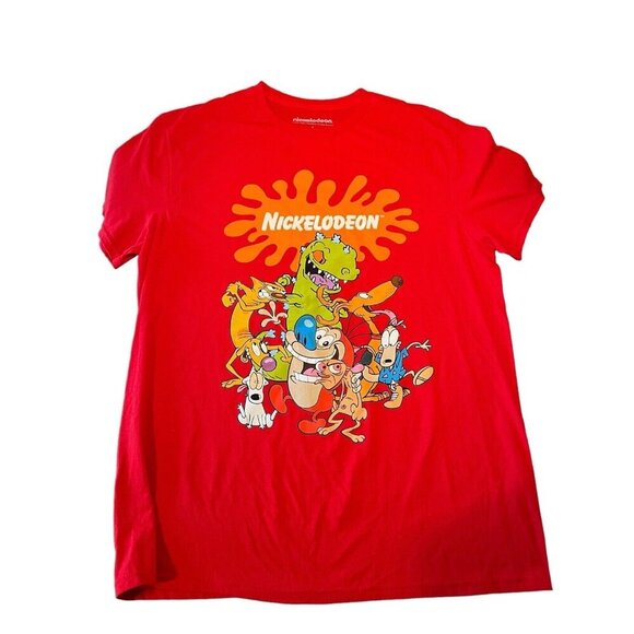 NWOT Nickelodeon Men's Red Short Sleeve T Shirt Large Nickelodeon Characters - Picture 1 of 7